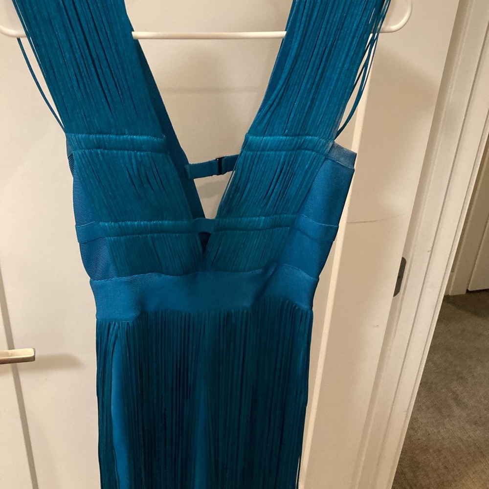 Jewel/ teal fringe dress